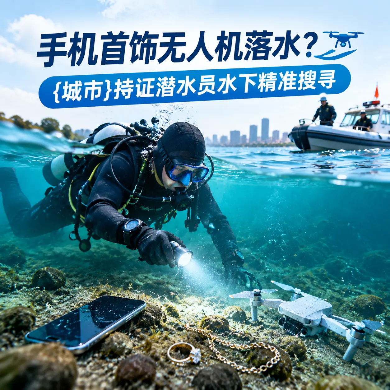 手机首饰无人机落水？皋兰持证潜水员水下精准搜寻
